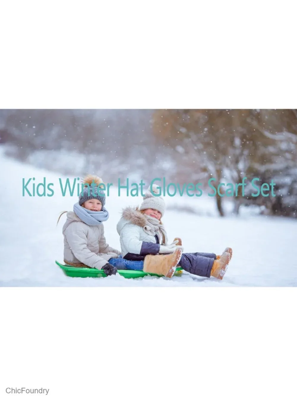 Kids Winter Beanie Hat Scarf Gloves Set with Fleece Lining